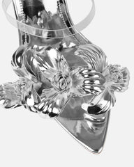 Acacia Silver Clear Flower Mules