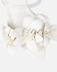 Acacia White Clear Flower Mules