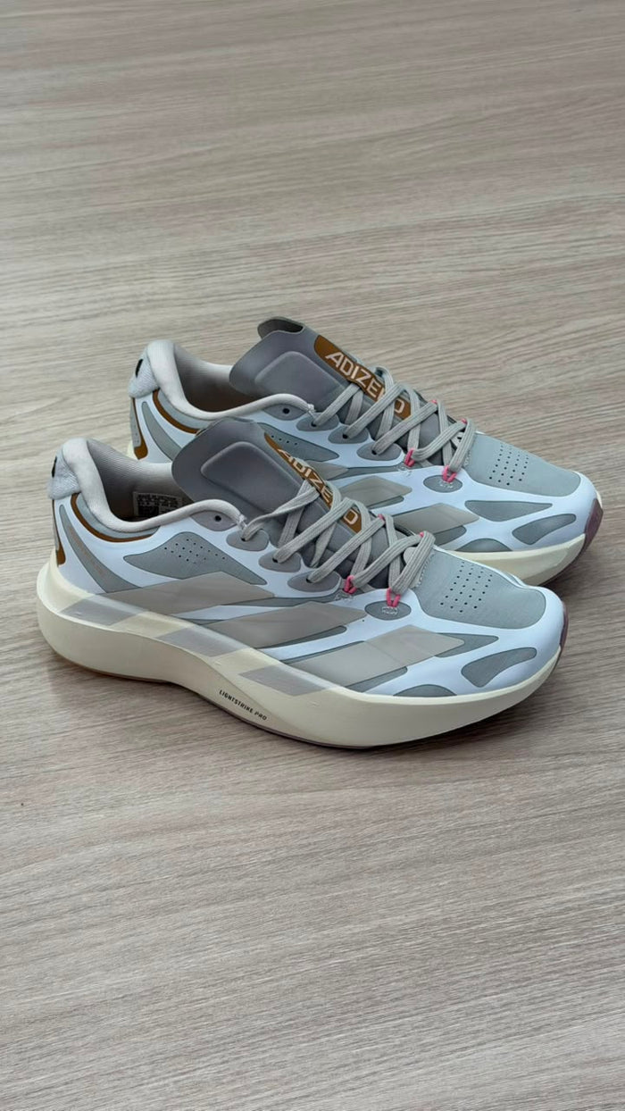 ADIDAS ADIZERO BLANCO GRIS BEIGE