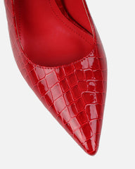 Kamii Red Patent Faux Croc Effect Court Shoes