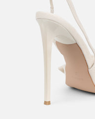 Toppaz Cream Velvet Bow Heeled Sandals