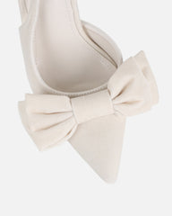 Toppaz Cream Velvet Bow Heeled Sandals
