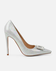 Sparks Silver Shimmer Diamante Court Shoes