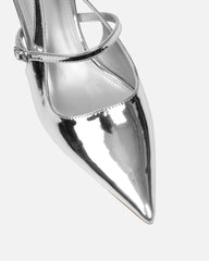 Airlea Silver Mirror Sling Back Court Shoes