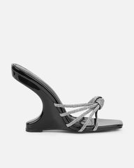 Dreaa Black Diamante Wedge Mules
