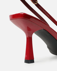 Aksa Red Patent Sling Back Court Shoes