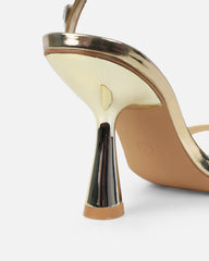 Amor Gold Mirror Diamante Spiral Sandals