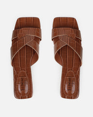 Cherie Tan Faux Croc Print Flat Sandals