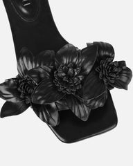 Miray Black Flower Flat Slides