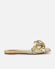 Miray Gold Flower Flat Slides