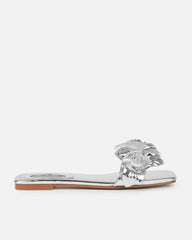 Miray Silver Flower Flat Slides