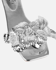 Miray Silver Flower Flat Slides