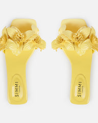 Miray Yellow Flower Flat Slides