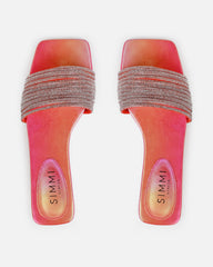Bethan Orange Ombre Diamante Flat Sandals