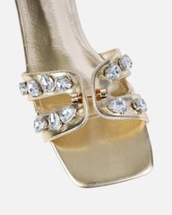 Billie Gold Metallic Diamante Slider Sandals