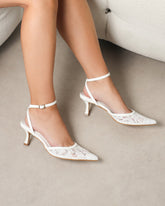 Amalfi White Lace Kitten Heels