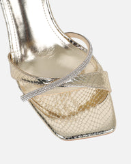Aliki Gold Snake Diamante Heeled Sandals
