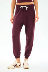 Andie Oversized Fleece Pant in Dark Cherry