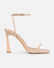 Apple Nude Patent Flared Heeled Sandals