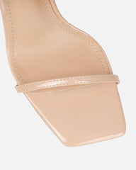 Apple Nude Patent Flared Heeled Sandals