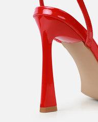 Apple Red Patent Flared Heeled Sandals