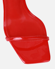 Apple Red Patent Flared Heeled Sandals