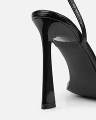 Appi Clear Black Faux Snake Effect Chain Detail Heeled Sandals