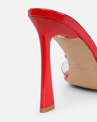 Daisha Red Patent Clear Heeled Sandals