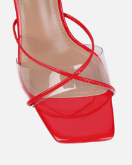 Daisha Red Patent Clear Heeled Sandals