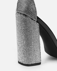 Arii Black Mirror Diamante Block Heels