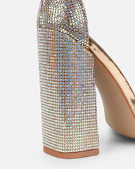 Arii Rose Gold Mirror Diamante Block Heels