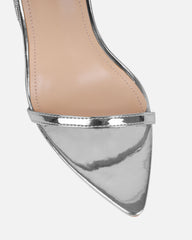 Arii Silver Mirror Diamante Block Heels