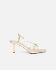 Aixa Gold Metallic Strappy Knot Heeled Sandals