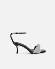 Anha Black Patent Diamante Knot Heeled Sandals
