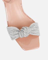 Anha Nude Patent Diamante Knot Heeled Sandals