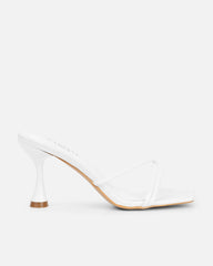 Aubrianna White Mid Heeled Sandals