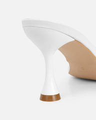 Aubrianna White Mid Heeled Sandals