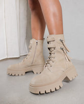 Bennett Sand Nubuck Chunky Lace Up Boots