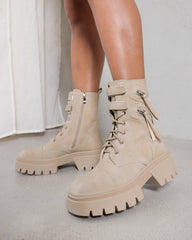 Bennett Sand Nubuck Chunky Lace Up Boots