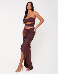 Soho Chocolate Ruched Two Piece Set