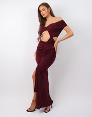 Opal Deep Purple Off The Shoulder Maxi Dress