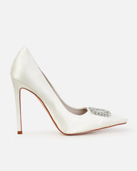 Dionne Crowe Sparkle Ivory Satin Diamante Court Shoes