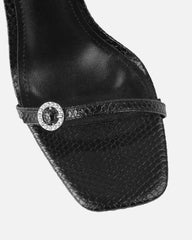 Beach Black Faux Snake High Heels