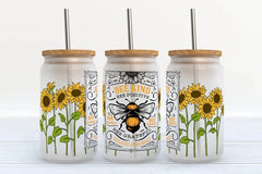 Bee Kind Bee Positive Bee-lieve in Yourself Glass Can Cup