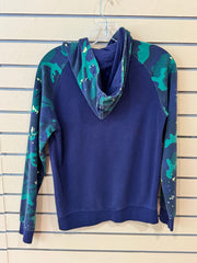 Boys Adidas Originals Camo Print Hoodie size youth large in a blue, green, and neon yellow colorway.