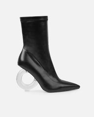 Brycen Black Clear Sculptural Heel Boots