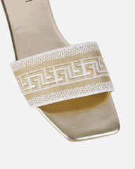 Cali Gold Metallic Embroidered Slide Sandals