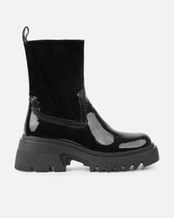 Candace Black Patent Ankle Boots
