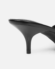 Skyes Black Eyelet Detail Low Heel Court Shoes