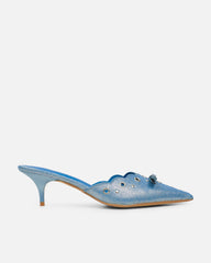 Skyes Metallic Denim Eyelet Detail Low Heel Court Shoes
